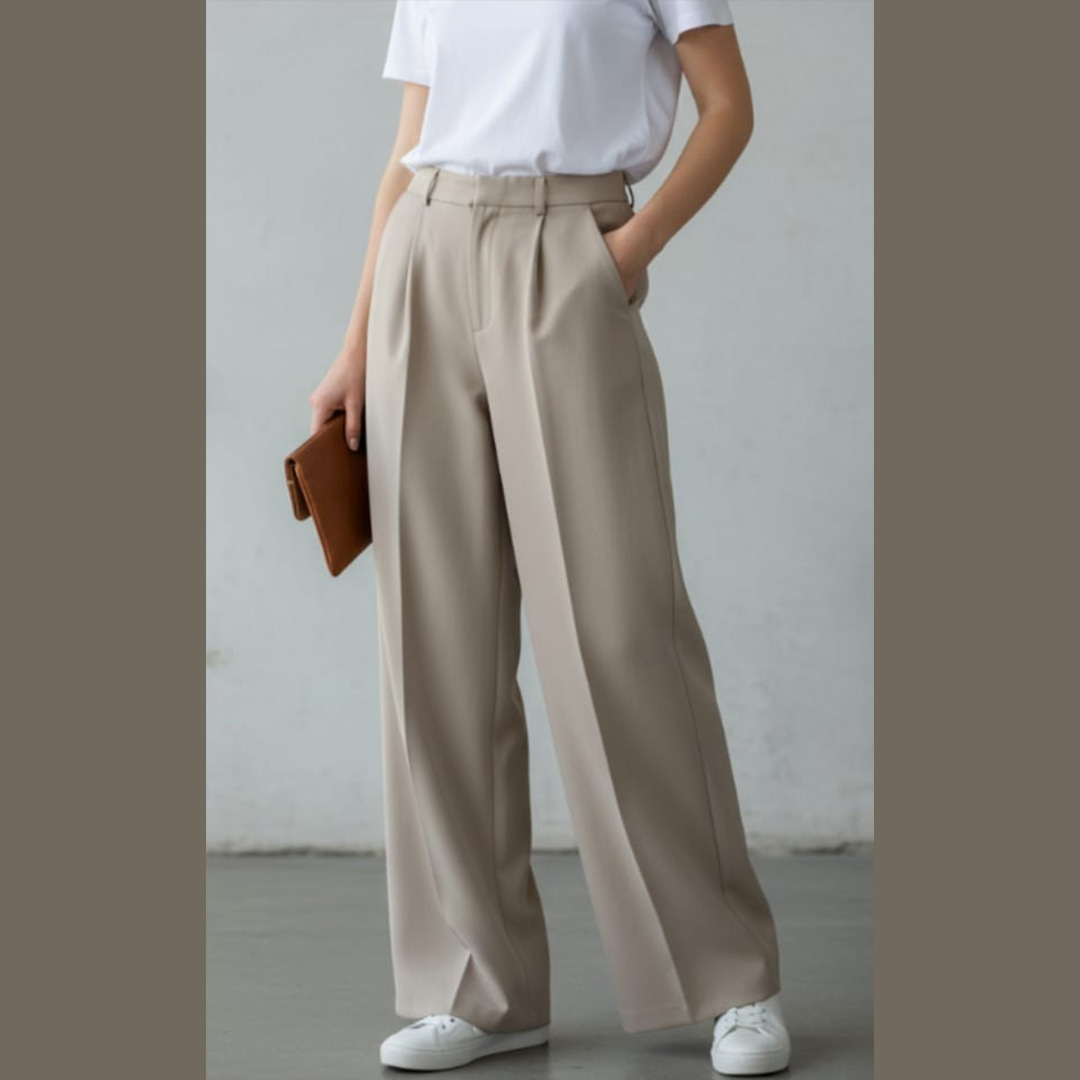 High Waist Pleated Wide Leg Trousers